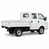 KAMA EX1S double cab electric truck rear three-quarter view on white background - AI illustration